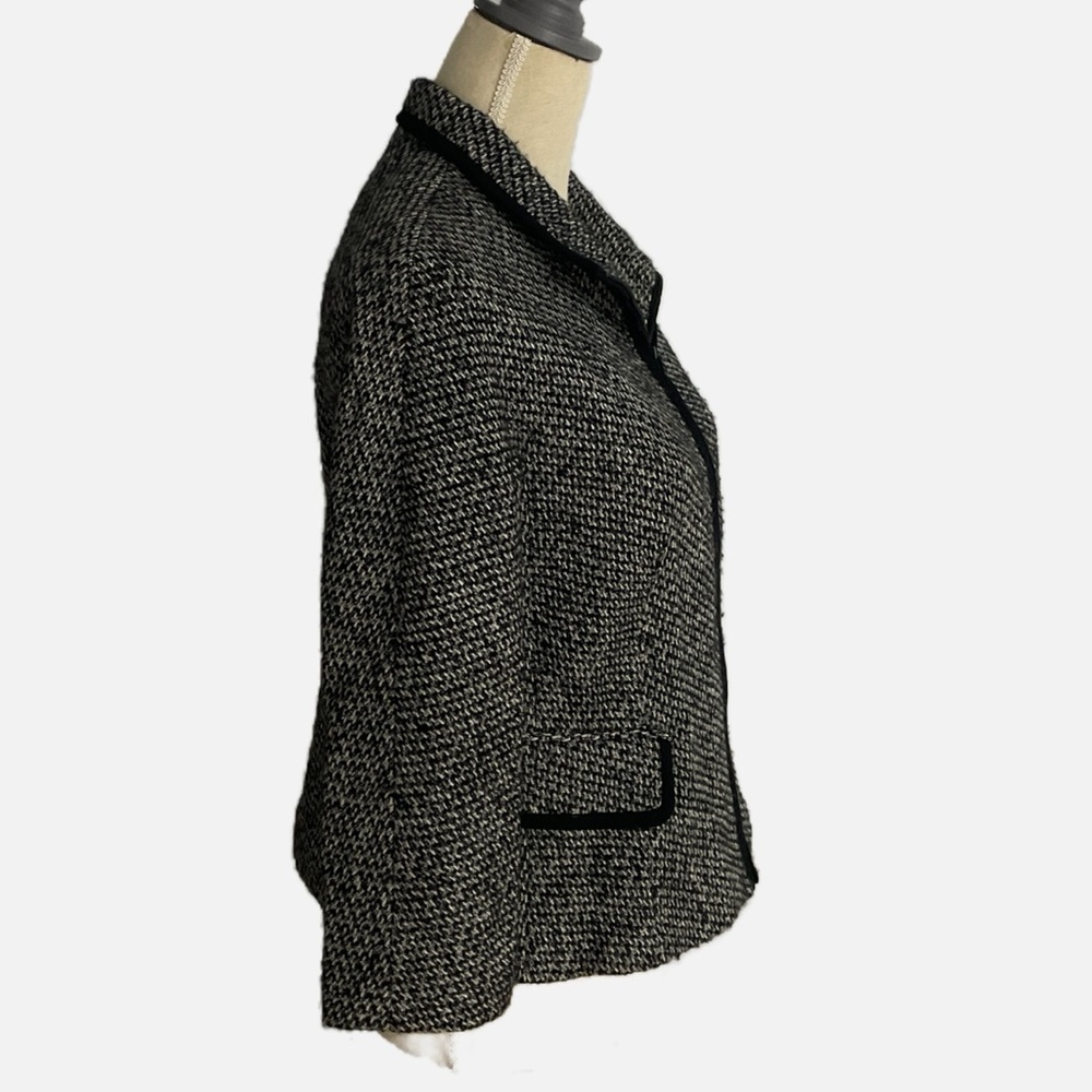 Lafayette 148 New York Zip Jacket Women 8P Black Wool Cashmere‎ Tweed Petite - Picture 4 of 9